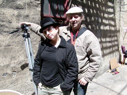 The Director and Art Director in the outside set